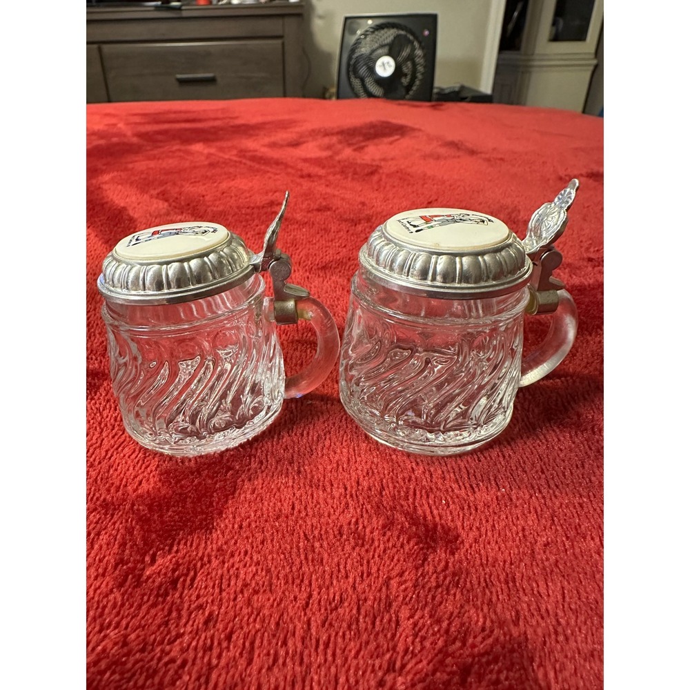 Vintage Busch Gardens Festhaus Mini Glass Beer Steins West Germany Set of 2‎